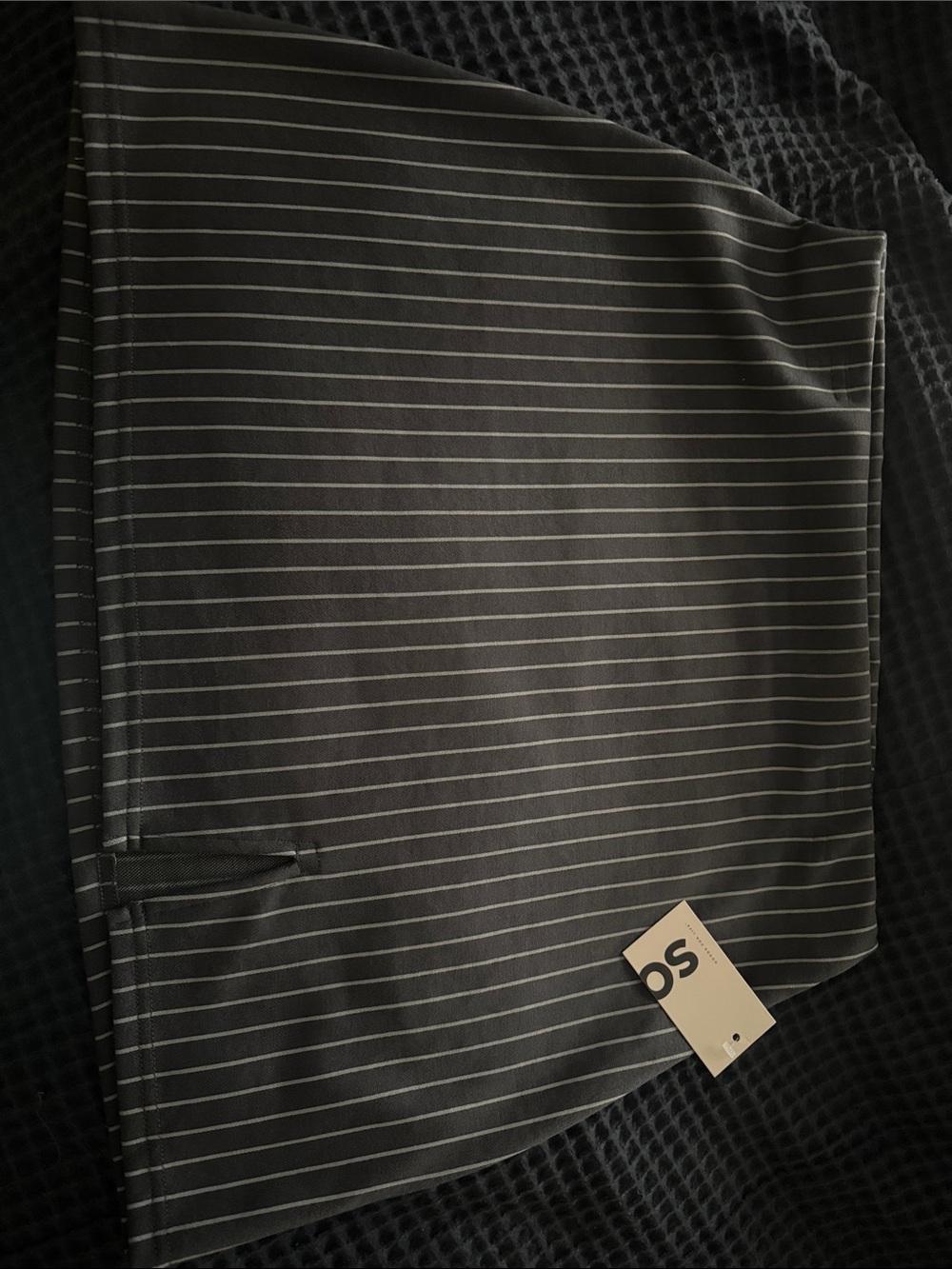 SO Black Mini Skirt with Thin Gray Stripes